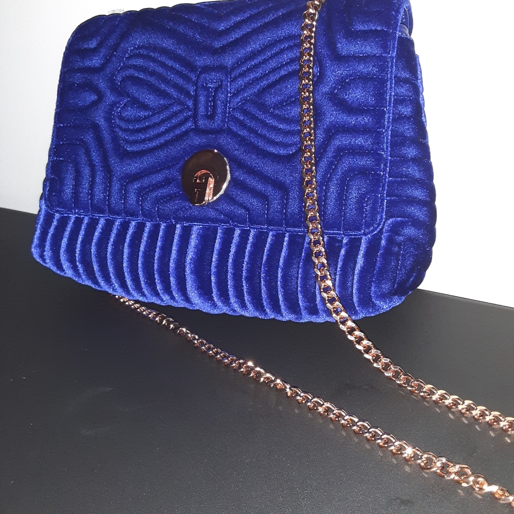 Ted Baker Quilted Velvet Blue Crossbody purse